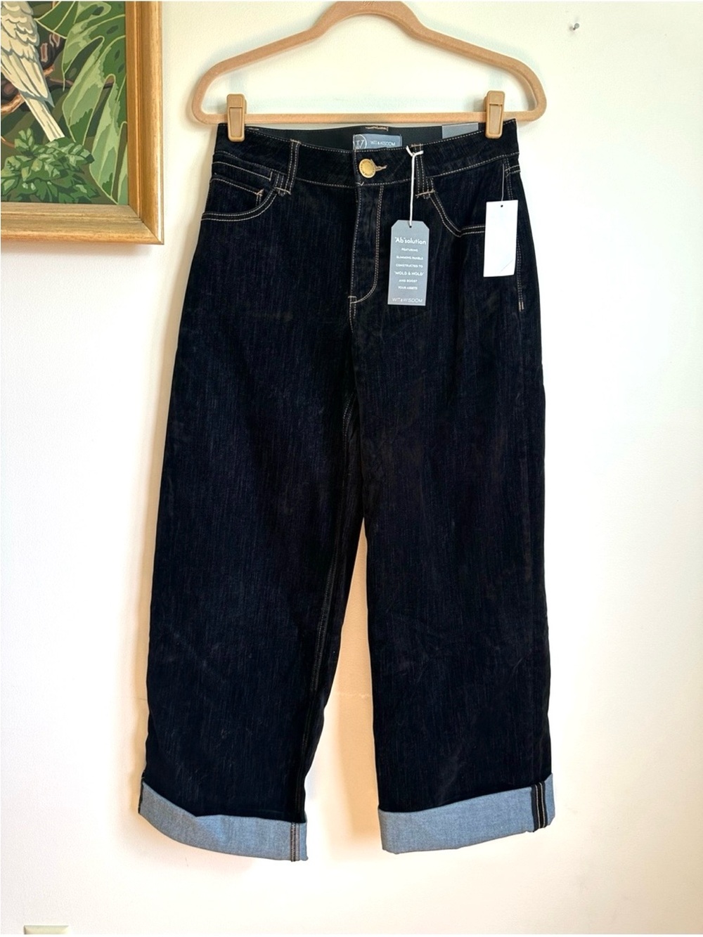 Wit & Wisdom Wyatt High Rise “Ab”solution Wide Leg Jeans Womens 10 NEW Black